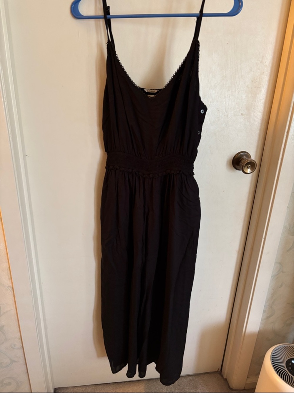Wilfred Black Sleeveless Jumpsuit with Smocked Waist